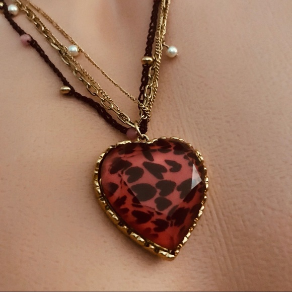 Pink Leopard Heart Necklace Betsey 